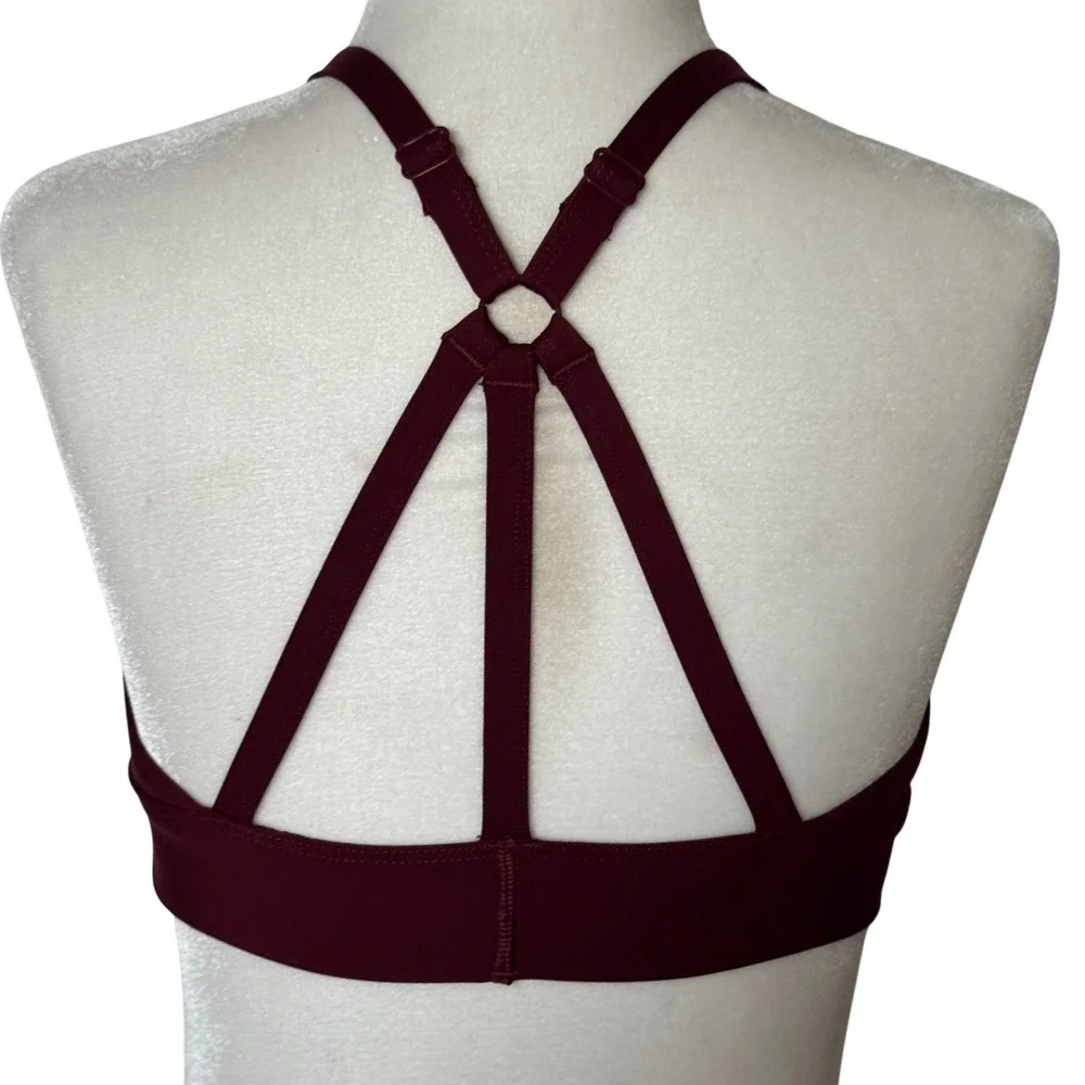 Savage X Fenty Burgundy Strappy Halter Bralette Bra Top Size L Runs Small - Picture 3 of 6